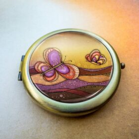 Luxusní zrcátko Motýli (bronzové)